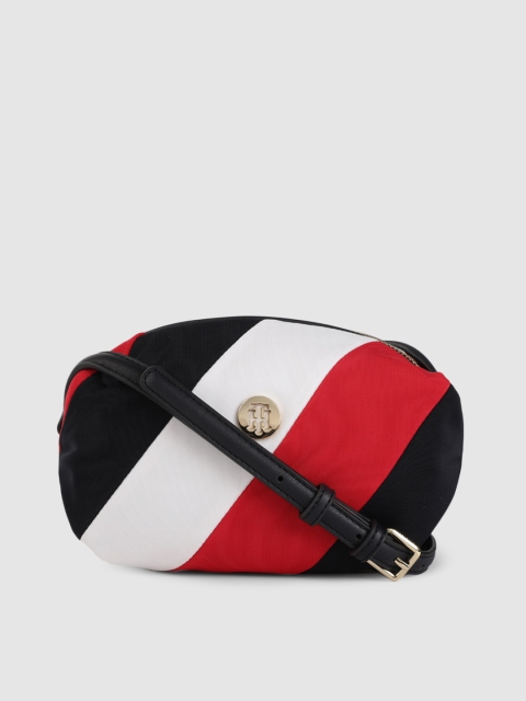 

Tommy Hilfiger Navy Blue & White Colourblocked POPPY SOFT Sling Bag