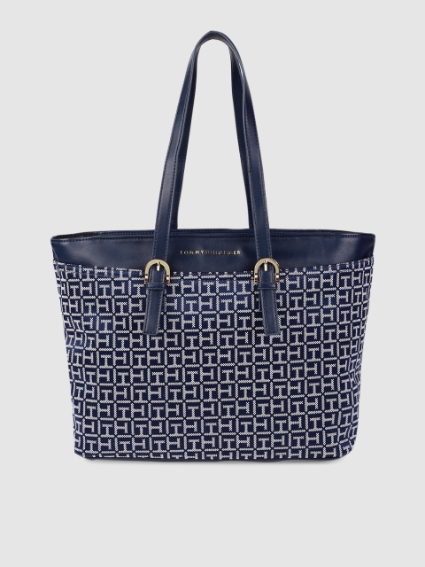 

Tommy Hilfiger Navy Blue & White Printed MONOGRAM JACQUARD Shoulder Bag