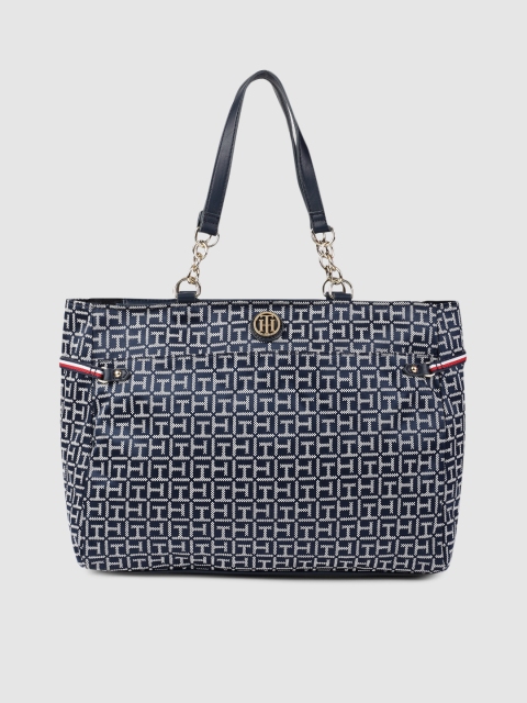 

Tommy Hilfiger Navy Blue & White Printed MONOGRAM JACQUARD Shoulder Bag