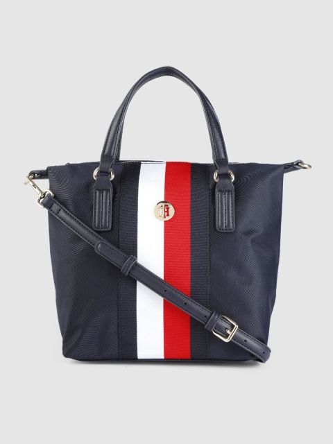 

Tommy Hilfiger Navy Blue Striped Handheld Bag