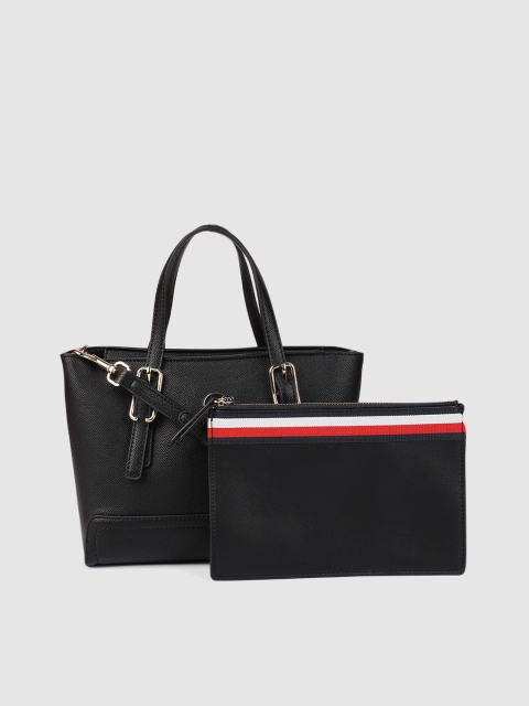 

Tommy Hilfiger Black Solid HONEY SMALL Handheld Bag