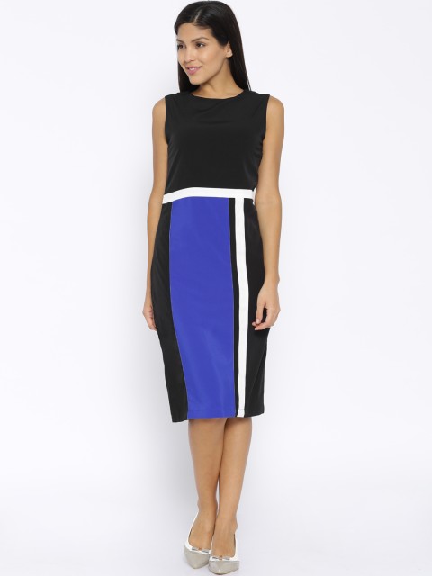 

Tokyo Talkies Black & Blue Polyester Sheath Dress