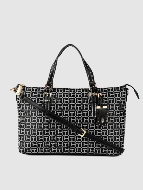 

Tommy Hilfiger Black & Grey Printed JULIA Handheld Bag