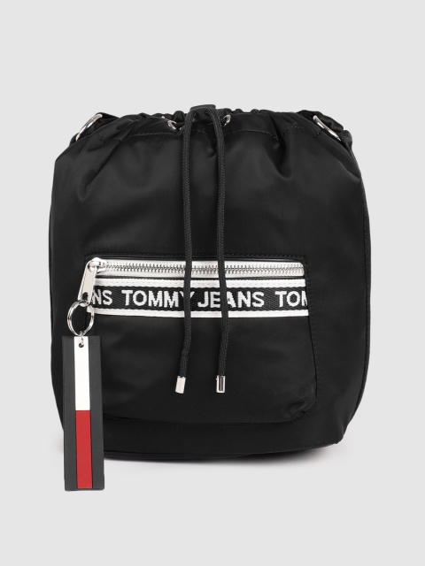 

Tommy Hilfiger Black Printed TJW MINI LOGO TAPE BUCKET Sling Bag
