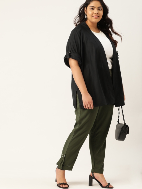 

Sztori Women Plus Size Olive Green Regular Fit Solid Regular Trousers