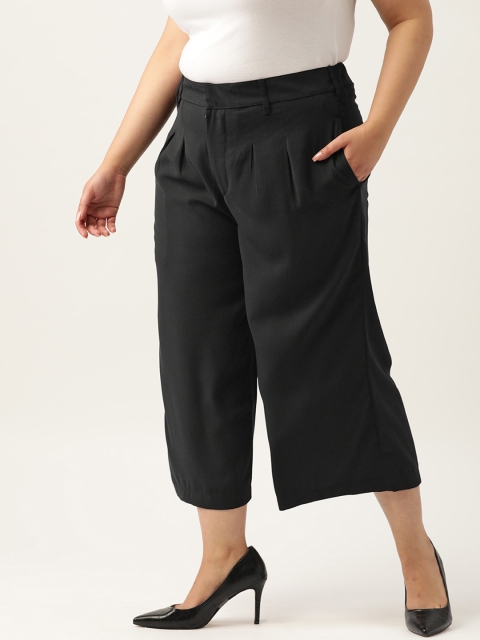 

Sztori Women Plus Size Black Solid Regular Fit Culottes