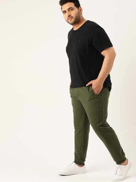 

Sztori Men Plus Size Olive Green Solid Joggers