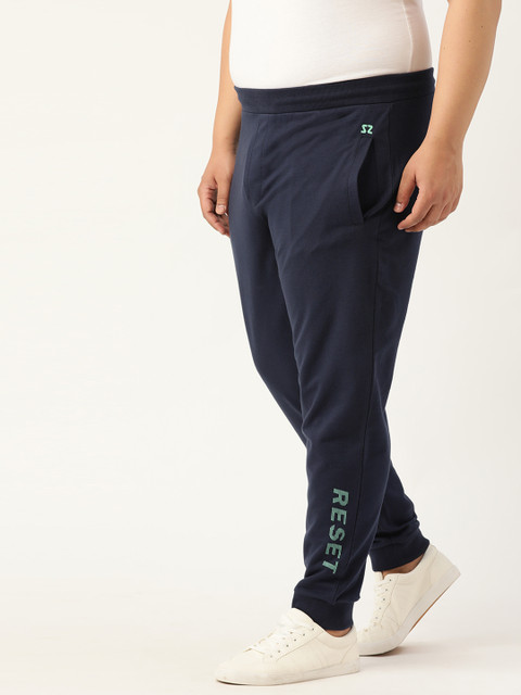 

Sztori Men Plus Size Navy Blue Solid Joggers