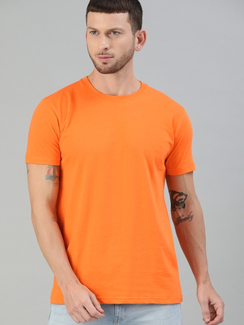 

UNSULLY Men Orange Solid Round Neck T-shirt