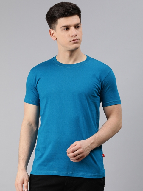 

UNSULLY Men Blue Solid Round Neck T-shirt