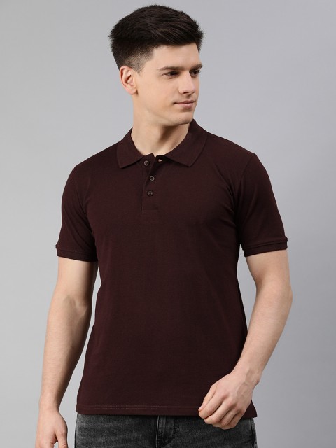 

UNSULLY Men Brown Solid Polo Collar T-shirt