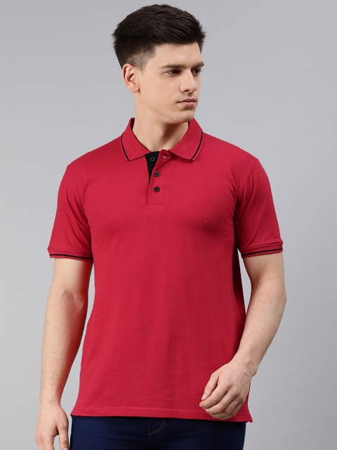 

UNSULLY Men Red Solid Polo Collar T-shirt