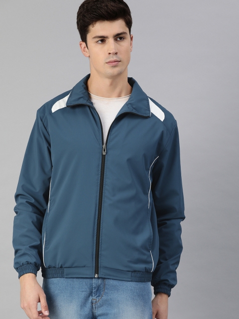

UNSULLY Men Teal Blue Solid Bomber