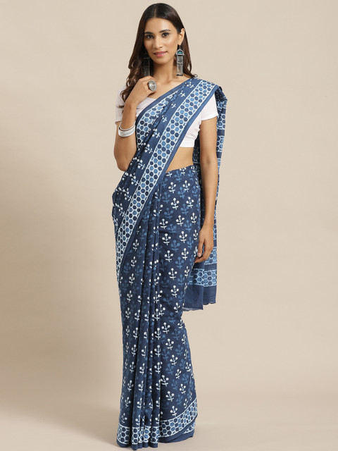 

Libas Blue & Off-White Pure Cotton Printed Saree