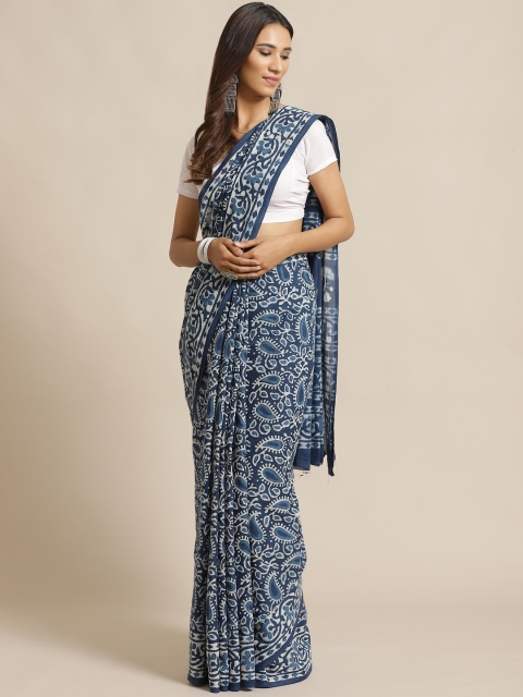 

Libas Blue & Off-White Pure Cotton Printed Saree