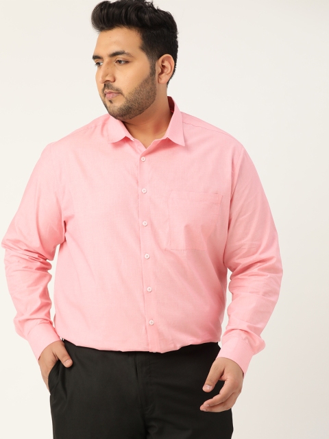 

Sztori Men Pink Cotton Plus Size Regular Fit Solid Formal Shirt