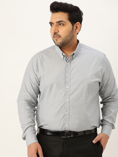 

Sztori Men Plus Size Grey Pure Cotton Solid Formal Shirt