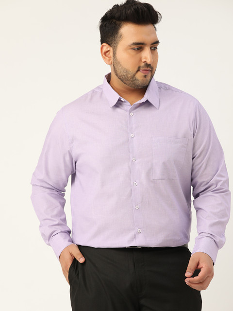 

Sztori Men Plus Size Purple Regular Fit Pure Cotton Solid Casual Shirt