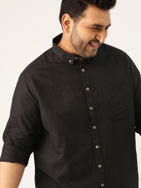 

Sztori Men Plus Size Black Solid Casual Shirt