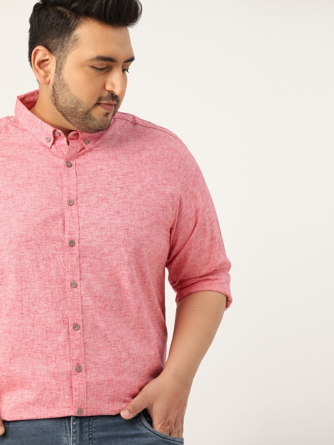 

Sztori Men Plus Size Pink Regular Fit Solid Casual Shirt
