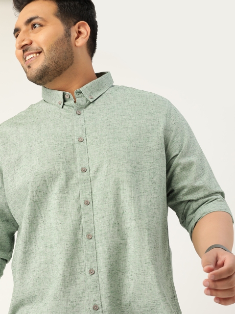 

Sztori Men Plus Size Green Regular Fit Solid Casual Shirt