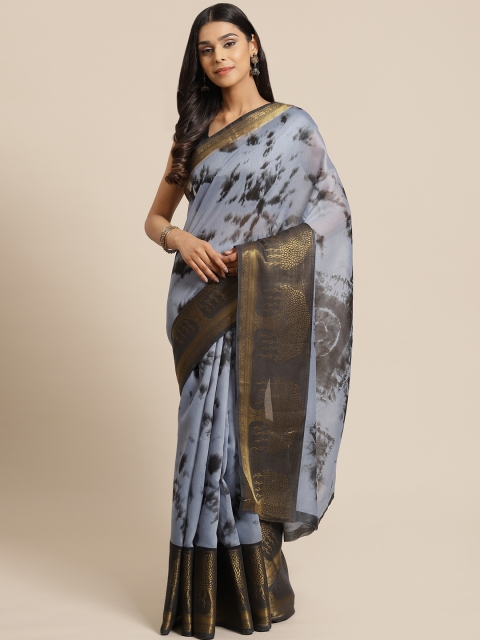 

KALINI Grey & Black Tie & Dye Printed Saree