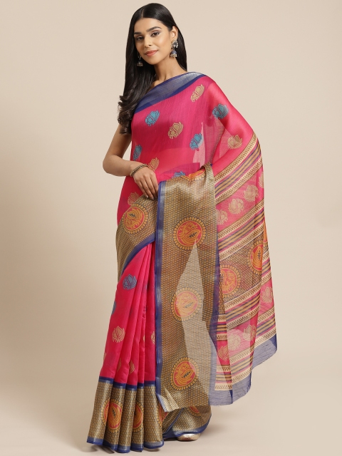 

KALINI Pink & Blue Woven Design Saree