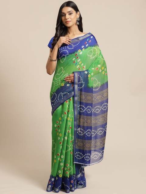 

KALINI Green Printed Bandhani Saree