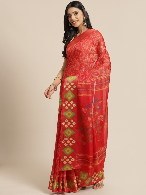 

KALINI Red & Beig Woven Design Saree