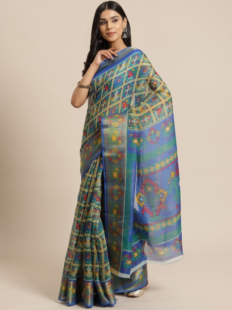 

KALINI Green & Blue Ethnic Printed Saree