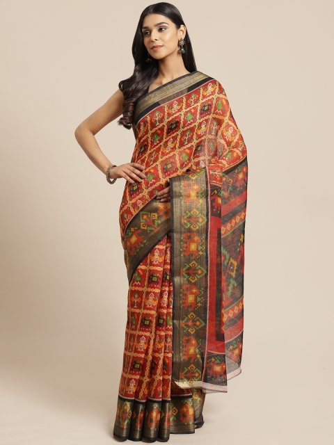

KALINI Maroon & Yellow Printed Saree