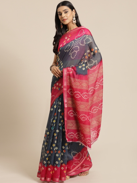 

KALINI Charcoal Grey Printed Bandhani Saree