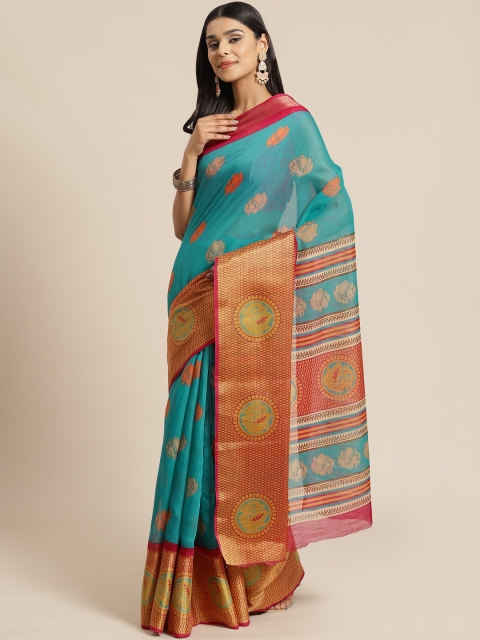 

KALINI Green & Pink Ethnic Printed Saree