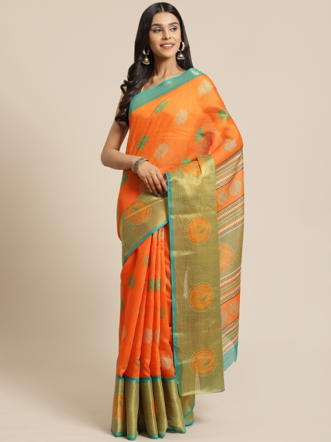

KALINI Orange Woven Design Saree