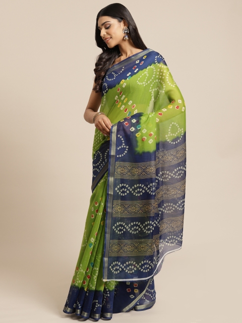 

KALINI Green Printed Bandhani Saree