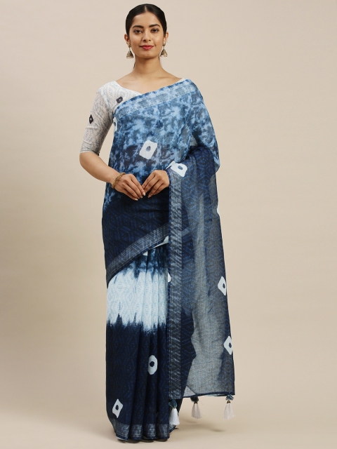 

Saree mall Blue Printed Bandhani Saree