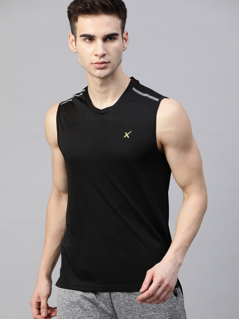 

HRX By Hrithik Roshan Jet Black Rapid-Dry Antimicrobial Anti-Static Running T-shirt