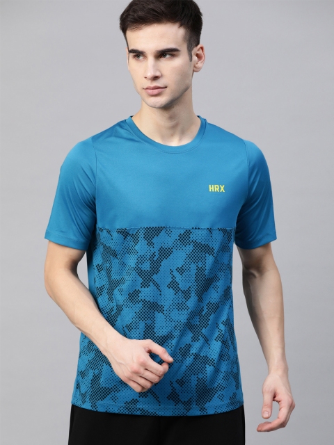 

HRX By Hrithik Roshan Blue Beast Camouflage Rapid-Dry Antimicrobial Training T-shirt