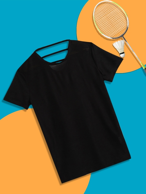 

HRX By Hrithik Roshan U-17 Girls Jet Black Solid Rapid-Dry Running Tshirt