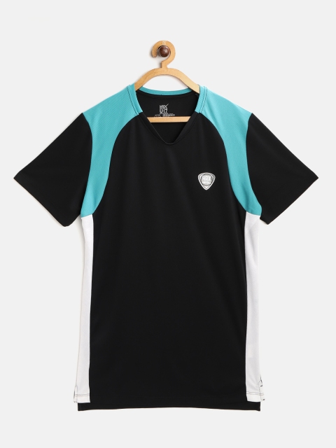 

HRX By Hrithik Roshan U-17 Boys Jet Black Colourblock Anti-Static Rapid-Dry Football Tee