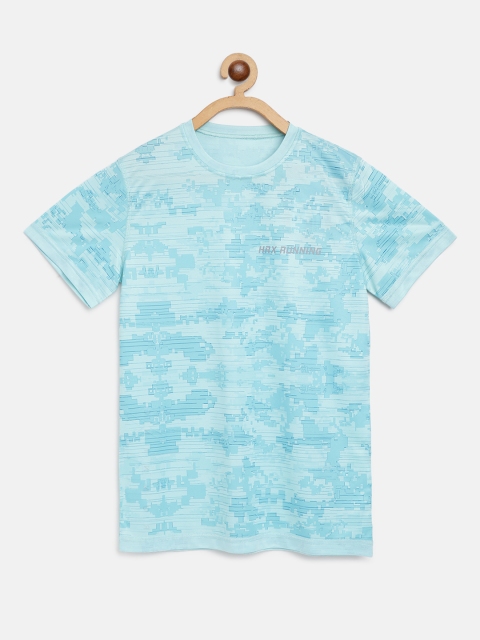 

HRX By Hrithik Roshan Boys Tranquility Blue Printed Antimicrobial Rapid-Dry Running Tshirt