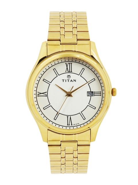 

Titan Men Silver-Toned & Off-White Dial Watch 1713YM02