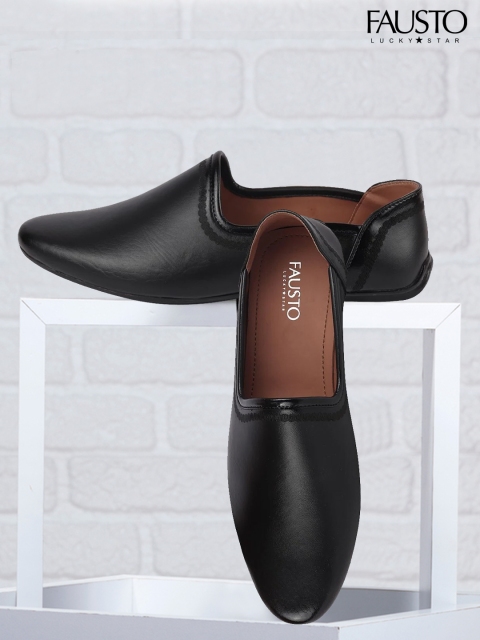 

FAUSTO Men Black Solid Lightweight Mojaris