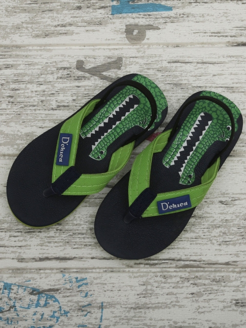 

DChica Boys Green & Black Solid Thong Flip-Flops