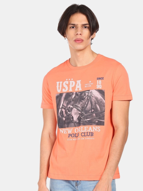 

U S Polo Assn Denim Co Men Pink Cotton Printed T-shirt