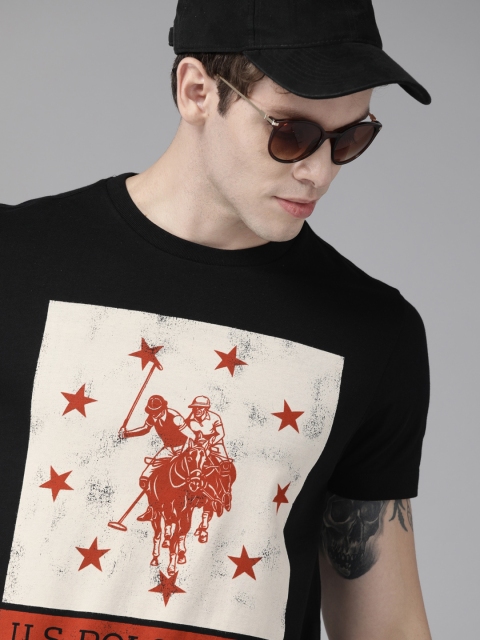 

U.S. Polo Assn. Denim Co. Men Black Printed Round Neck T-shirt