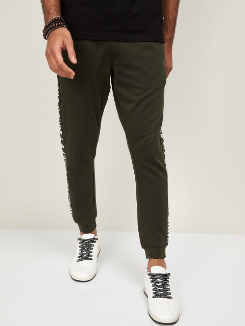 

UCLA Men Olive Green Solid Joggers