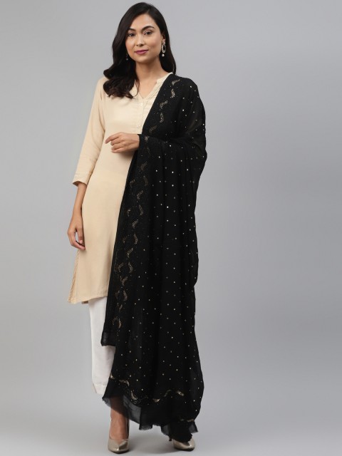 

ADA Black Hand Chikankari Embroidered Dupatta