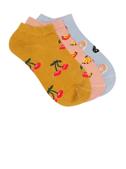 

20Dresses Women Pack of 3 Patterned Ankle-Length Socks, Blue