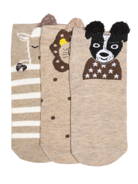 

20Dresses Women Pack of 3 Beige Ankle-Length Socks
